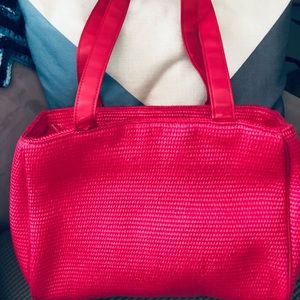 Liz Claiborne Hot Pink Straw Tote/Bag